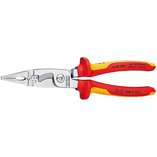 Багатофункціональні кліщі KNIPEX 13 86 200 для обжиму та зняття ізоляції кабелів Червоний - Фото 1 Багатофункціональні кліщі KNIPEX 13 86 200 для обжиму та зняття ізоляції кабелів Червоний - изображение 1