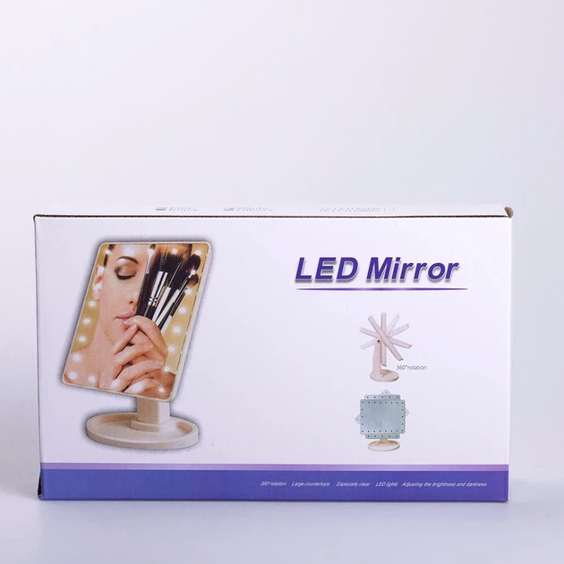 Настольное зеркало 22 LED с подсветкой 21х16см для макияжа USB черное на ножке 360 градусов - Фото 6 Настольное зеркало 22 LED с подсветкой 21х16см для макияжа USB черное на ножке 360 градусов - изображение 6