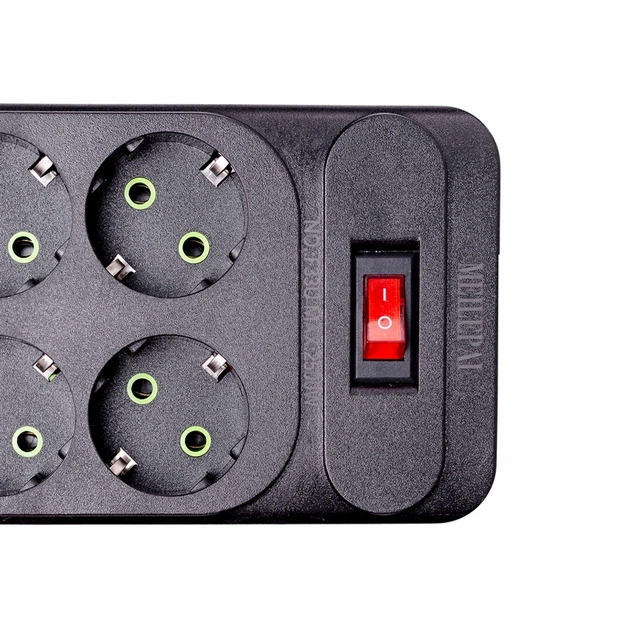Сетевой фильтр удлинитель 3м 6 розеток 4 USB 2 Type-C 2500 Вт черный для дома и офиса модель F33U - Фото 4 Сетевой фильтр удлинитель 3м 6 розеток 4 USB 2 Type-C 2500 Вт черный для дома и офиса модель F33U - изображение 4