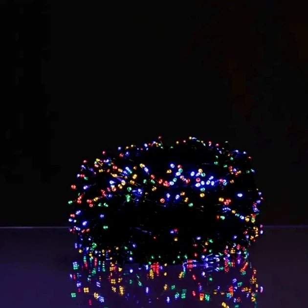 Уличная гирлянда 30 м 300 LED с солнечной батареей черный провод для декора террасы и сада - изображение 2