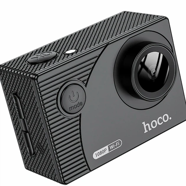 Экшн-камера Hoco DV100 1440P 30FPS 900mAh Black водонепроницаемая с креплениями и чехлом - изображение 2