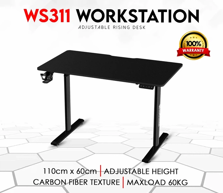 Игровой стол Fantech WS311 Workstation электрическая регулировка высоты 110х60см черный металл максимальная нагрузка 60кг - Фото 2 Игровой стол Fantech WS311 Workstation электрическая регулировка высоты 110х60см черный металл максимальная нагрузка 60кг - изображение 2