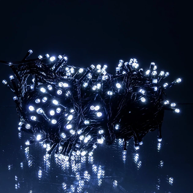 Гирлянда Нить 30 м 300 LED черный провод белый свет для уличного и внутреннего декора IP65 - изображение 3