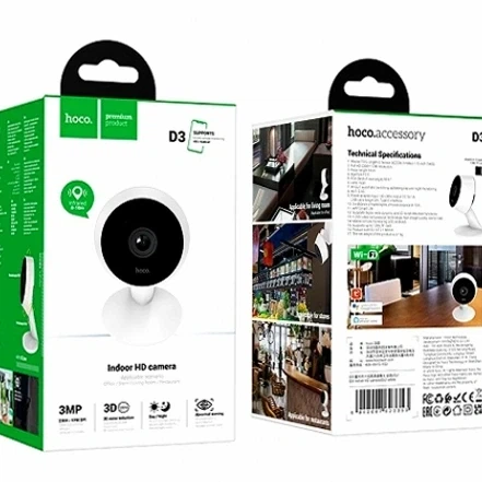 Смарт камера Hoco D3 Wireless 3MP Full HD Wi-Fi белая для дома и офиса - Фото 3 Смарт камера Hoco D3 Wireless 3MP Full HD Wi-Fi белая для дома и офиса - изображение 3