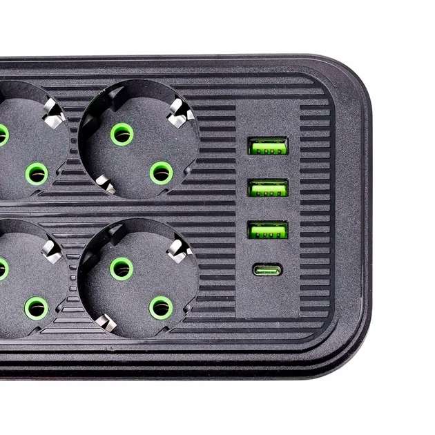Сетевой фильтр удлинитель 8 розеток 3 USB 1 Type-C 2500 Вт 4.8 м белый F20U - Фото 5 Сетевой фильтр удлинитель 8 розеток 3 USB 1 Type-C 2500 Вт 4.8 м белый F20U - изображение 5