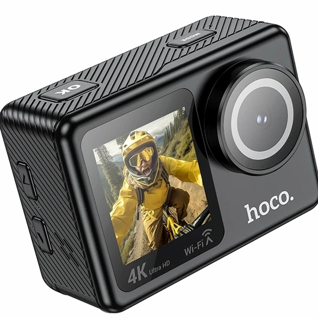 Экшн-камера Hoco DV101 4K 16MP Wi-Fi водонепроницаемая с аккумулятором 900mAh черный - Фото 1 Экшн-камера Hoco DV101 4K 16MP Wi-Fi водонепроницаемая с аккумулятором 900mAh черный - изображение 1
