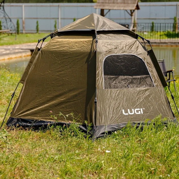 Автоматичний намет 3 місний 240×210×130см з тентом кемпінговий Camping Lugi колір Хакі - зображення 3