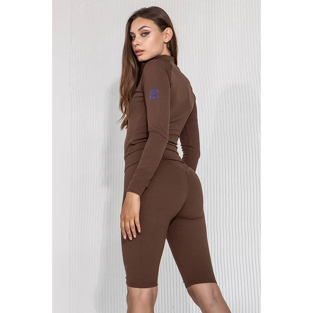Шорты-велосипедки в рубчик с пушапом TotalFit HW146 XL Коричневый (60399021) - изображение 2