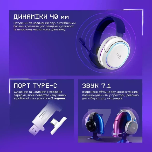 Бездротова ігрова гарнітура Proove Gaming Rapture black - Фото 10 Бездротова ігрова гарнітура Proove Gaming Rapture black - зображення 10