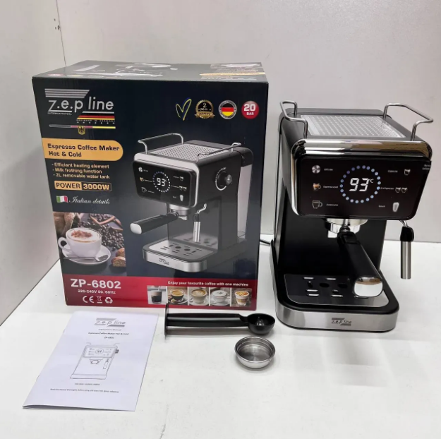 Професійна ріжкова кавомашина Zepline ZP-6802 3000 Вт 20 Bar з манометром - зображення 3