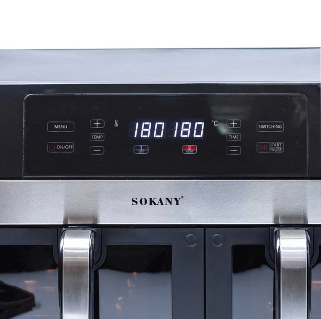 Аерофритюрниця подвійна Sokany SK-10034 11 л 2800 Вт дві ємності 7+4 л сенсорна панель - зображення 2