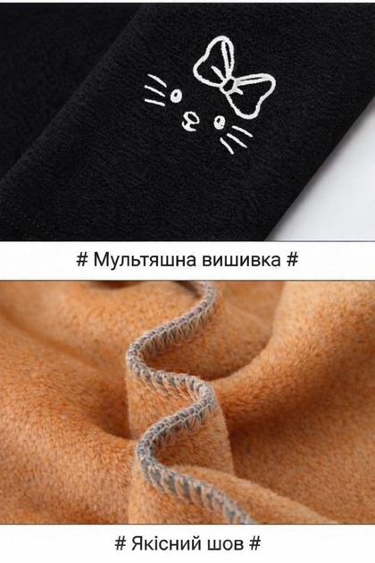 Детские утепленные легинсы для девочки на флисе (Черные - 140) - изображение 4