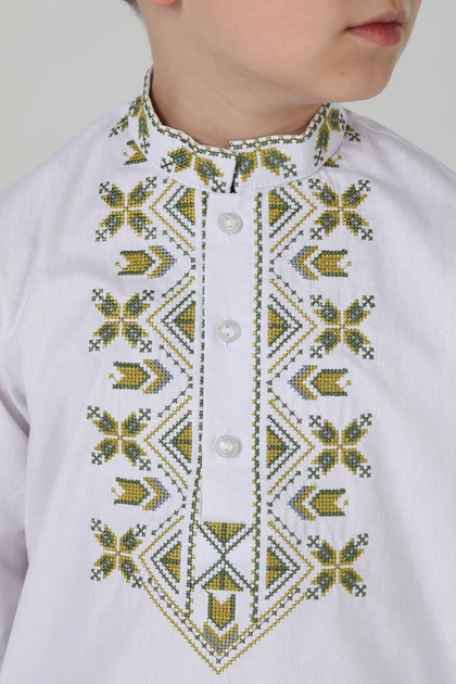 Дитяча вишиванка для хлопчика Квіти життя Folk Moda 122 Білий (kvti-zhittq-zelenij-310611171) - изображение 4