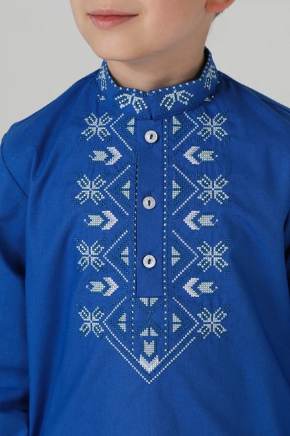 Дитча вишиванка для хлопчика Квіти життя Folk Moda 122 Синій (kvti-zhittq-sinj-311211171) - изображение 4