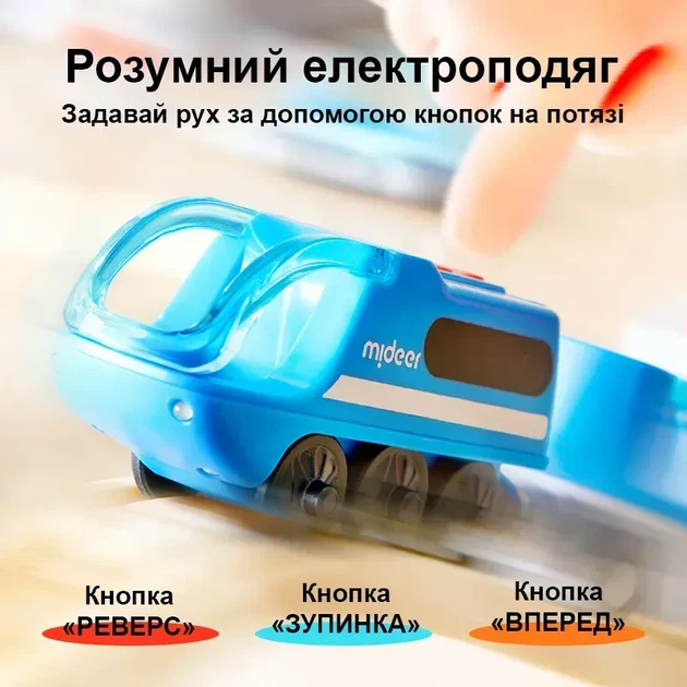 Набор Детская интерактивная железная дорога с площадками и электропоездом со звуком Mideer 4 в 1 городские Приключения (MD1566) конструктор города - изображение 6