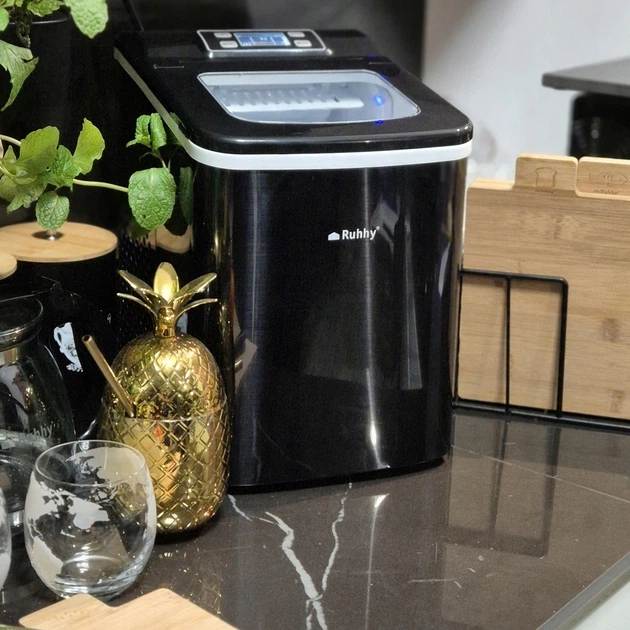 Льодогенератор Ruhhy 25565 на 12 кг/24 год, з LCD-дисплеєм, таймером та самоочищенням, настільний генератор льоду, чорний - зображення 8