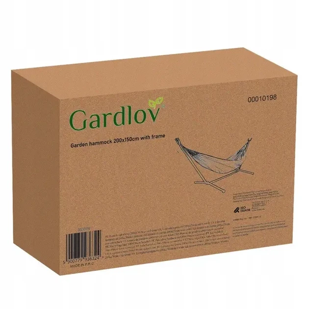 Гамак садовый двухместный Gardlov 10198 с металлическим каркасом и чехлом, 200×150 см, до 200 кг, для сада и отдыха - изображение 10
