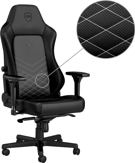 Комп'ютерне крісло для геймера Noblechairs Hero PU leather black/platinum white (NBL-HRO-PU-BPW) - изображение 11