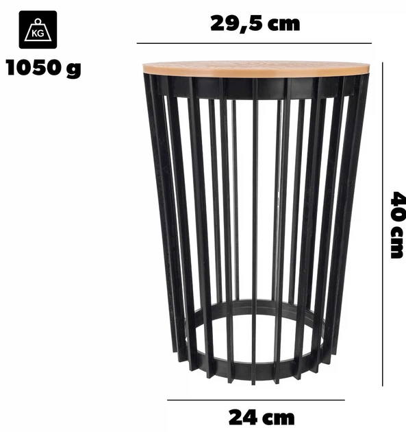 Квітник Kadax Aytre + стільниця з натурального дерева 40 см Чорна K12546 (5906638323083) - зображення 3