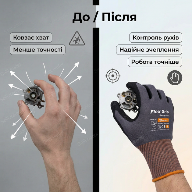 Перчатки защитные Flex Grip Sandy Pro нитриловые песчаное покрытие перчатки для монтажа склада строения размер 7 - изображение 5