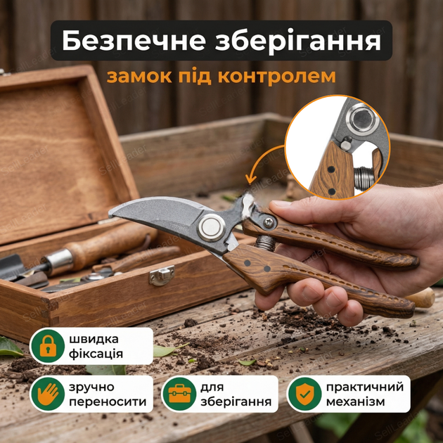 Секатор Bradas с перекрестными лезвиями сталь SK5 для цветов ветвей кустарников ручной до 25 мм диаметр садовые - Фото 7 Секатор Bradas с перекрестными лезвиями сталь SK5 для цветов ветвей кустарников ручной до 25 мм диаметр садовые - изображение 7
