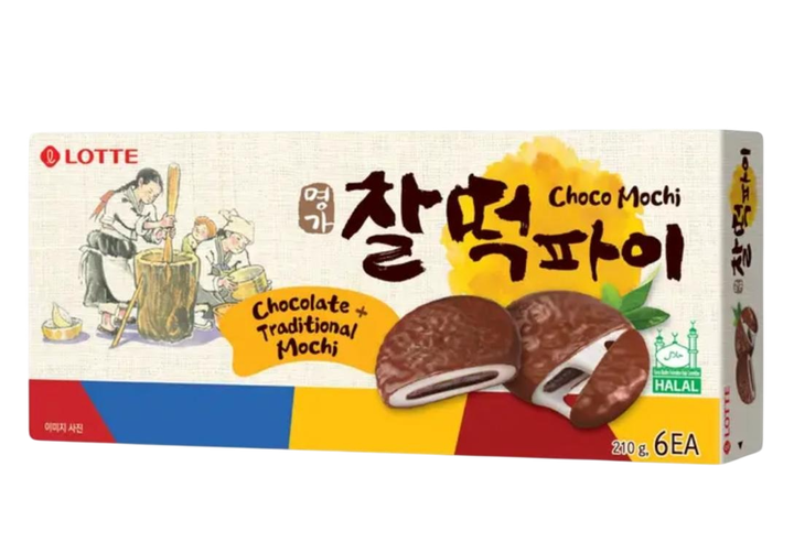 Пирожное рисовое Lotte Chal-tteok Pie в шоколадной глазури (Моти-пай), 210 г - Фото 1 Пирожное рисовое Lotte Chal-tteok Pie в шоколадной глазури (Моти-пай), 210 г - изображение 1