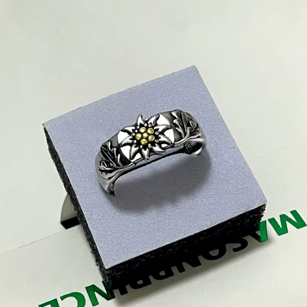 Кольцо цветок эдельвейс Edelweiss перстень ветерана Armymen унисекс серебряный цвет - Фото 2 Кольцо цветок эдельвейс Edelweiss перстень ветерана Armymen унисекс серебряный цвет - изображение 2