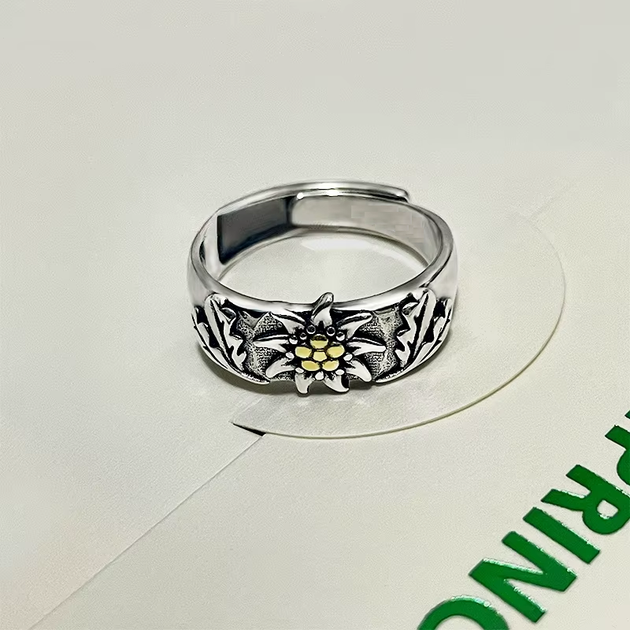 Кольцо цветок эдельвейс Edelweiss перстень ветерана Armymen унисекс серебряный цвет - Фото 3 Кольцо цветок эдельвейс Edelweiss перстень ветерана Armymen унисекс серебряный цвет - изображение 3