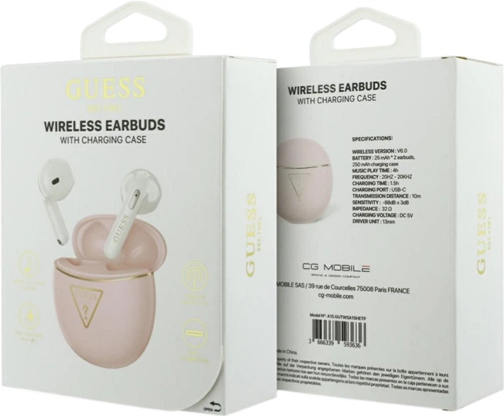 Słuchawki Guess Gold Line Triangle Pink (GUTWSA15HETP) - obraz 6