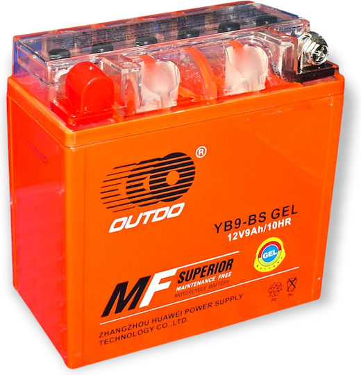 Гелієвий мото акумулятор OUTDO YB9 BS 12V 9Ah для скутера мопеда GEL - зображення 2