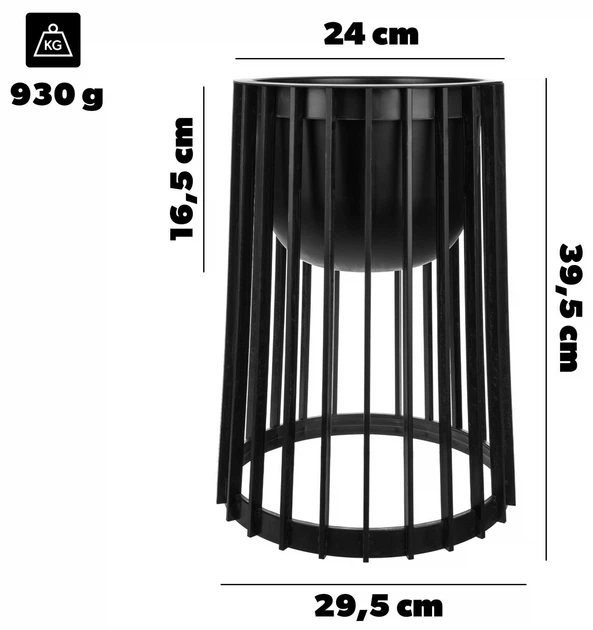 Квітник двосторонній Kadax Aytre + 2 вставки 40 см Чорний K12533 (5906638322956) - зображення 3