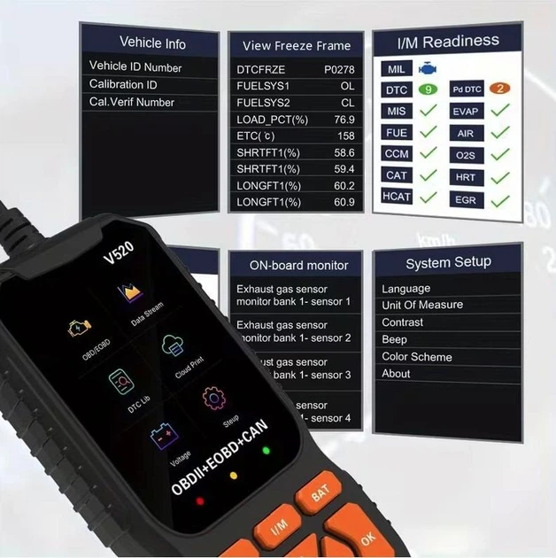 Автомобільний діагностичний OBD2/EOBD/CAN сканер V520 - професійний універсальний сканер помилок двигуна - изображение 8