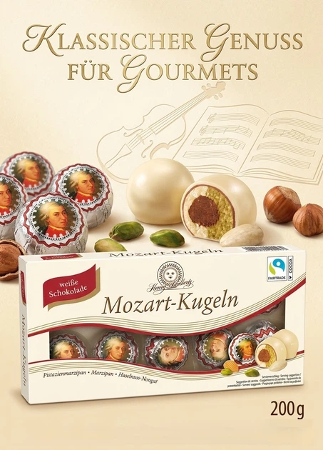 Конфеты в белом шоколаде Mozart Kugeln от Henry Lambertz 200 гр