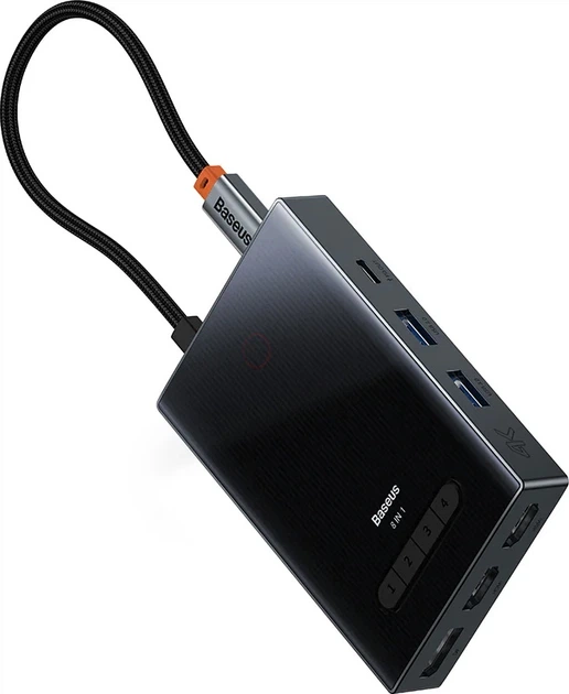 USB-хаб Baseus PioneerJoy 8 in 1 USB-C Black - зображення 3