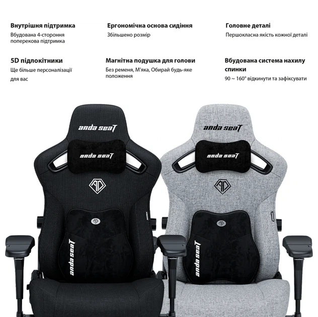 Крісло ігрове Anda Seat Kaiser 3 Pro XL Fabric Dark Gray Size XL (AD12YDC-XL-01-GB-CF-G02) - зображення 8