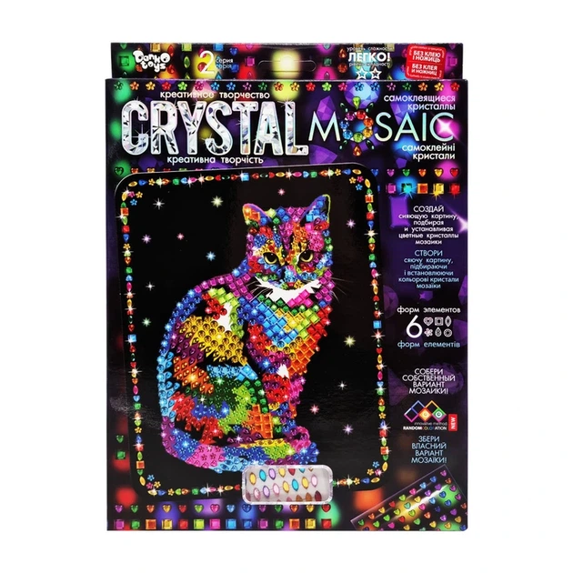 Креативна творчість "Crystal mosaic Кіт" CRM-02-09, 6 форм елементів - Фото 1 Креативна творчість "Crystal mosaic Кіт" CRM-02-09, 6 форм елементів - изображение 1