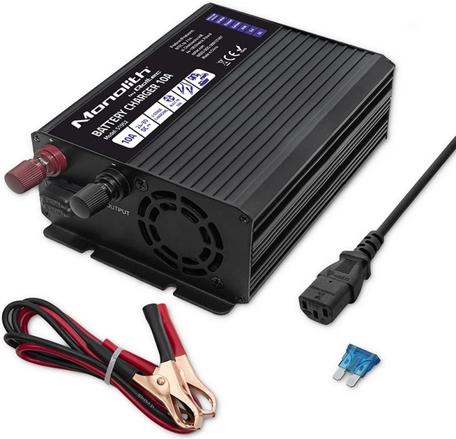 Inteligentna ładowarka Qoltec Monolith do akumulatora LiFePO4/AGM/GEL/SLA 24 V 10 A (5901878519524) - Zdjęcie 4 Inteligentna ładowarka Qoltec Monolith do akumulatora LiFePO4/AGM/GEL/SLA 24 V 10 A (5901878519524) - obraz 4