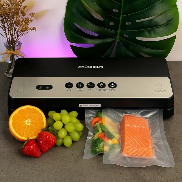 Вакууматор для продуктов Grunhelm GV 117 BW 125 Вт вакуумный упаковщик запайщик пакетов 300 мм кухонный вакуумный упаковщик - Фото 5 Вакууматор для продуктов Grunhelm GV 117 BW 125 Вт вакуумный упаковщик запайщик пакетов 300 мм кухонный вакуумный упаковщик - изображение 5