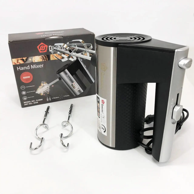 Миксер для кухни DOMOTEC R-6690 ручной 600 Вт 5 скоростей Turbo с насадками для крема и теста кухонный миксер - изображение 8