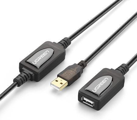 Кабель UGREEN US121 USB 2.0 Active Extension Cable with Chipset 20m (Чорний) 10324 - Фото 1 Кабель UGREEN US121 USB 2.0 Active Extension Cable with Chipset 20m (Чорний) 10324 - изображение 1