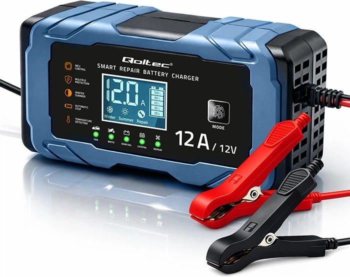 Inteligentna mikroprocesorowa ładowarka Qoltec do akumulatora AGM/GEL/LiFePO4 12 V 12 A (5901878526676) - obraz 3
