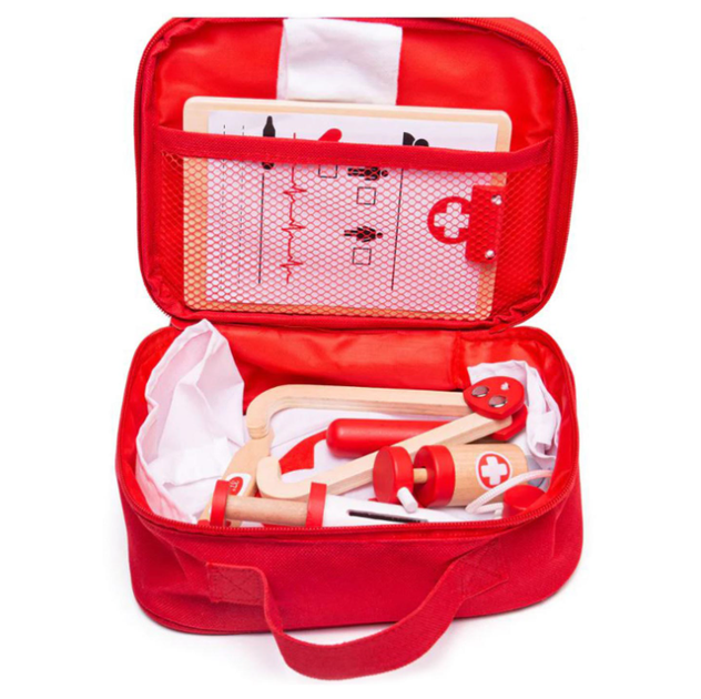 Іграшковий набір Bigjigs Toys Валізка лікаря з дерев’яними аксесуарами 10 шт (0691621174890) - зображення 3