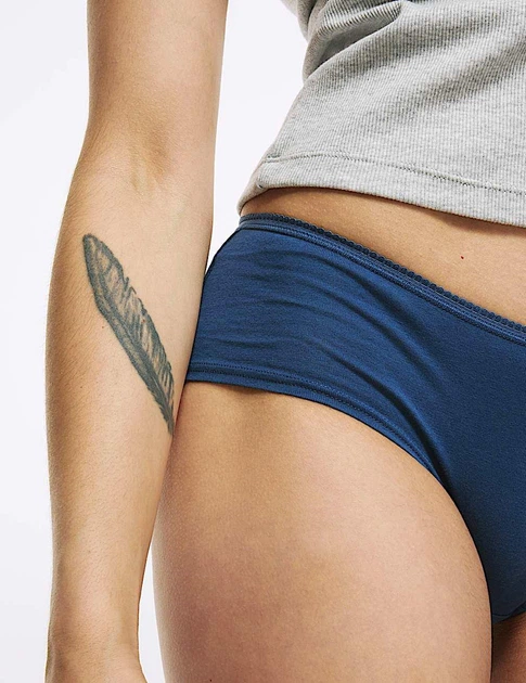Набір бавовняних трусиків Marks&Spencer шорти Low rise shorts 16(44) 5 шт dark blue 0219 - зображення 3