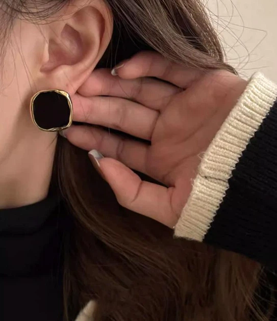 Сережки делікатні Прямокутники jewelry Чорні - зображення 9