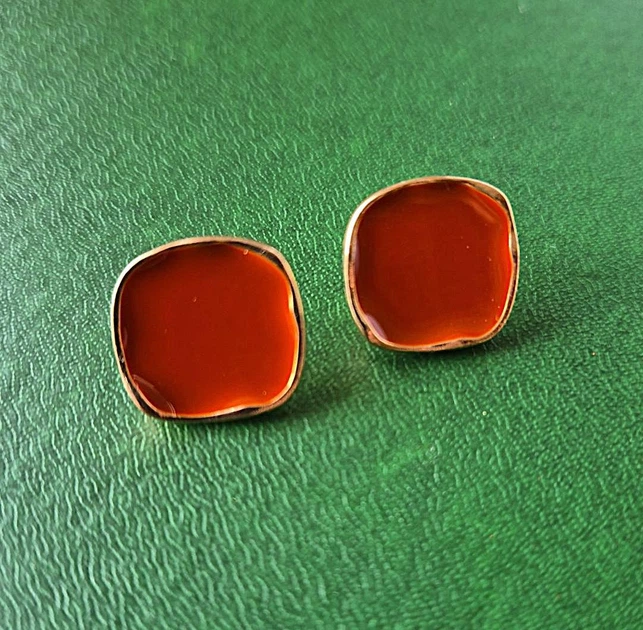 Сережки деликатные Прямоугольники jewelry Коричневые терракотовые - Фото 7 Сережки деликатные Прямоугольники jewelry Коричневые терракотовые - изображение 7