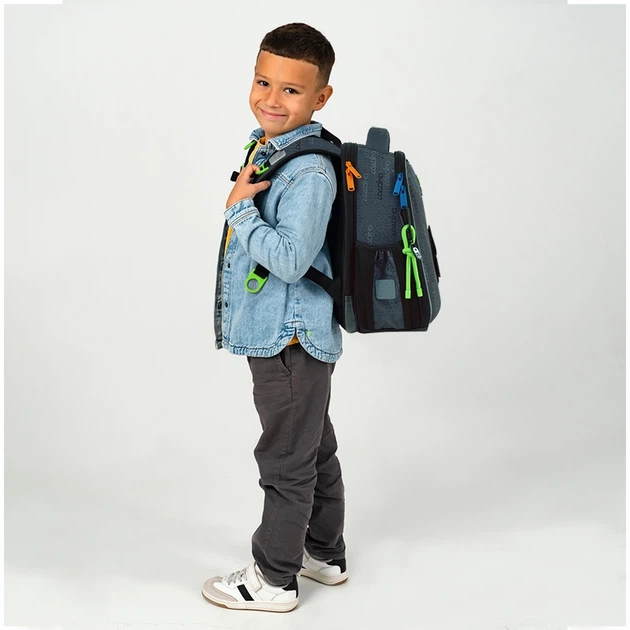 Рюкзак шкільний Kite Education 555S для хлопчика Сірий 36.5x27x15.5см 14 л Ортопедичний каркасний 1-4 клас спинка Ergo Kids (K26-555S-5) - зображення 19