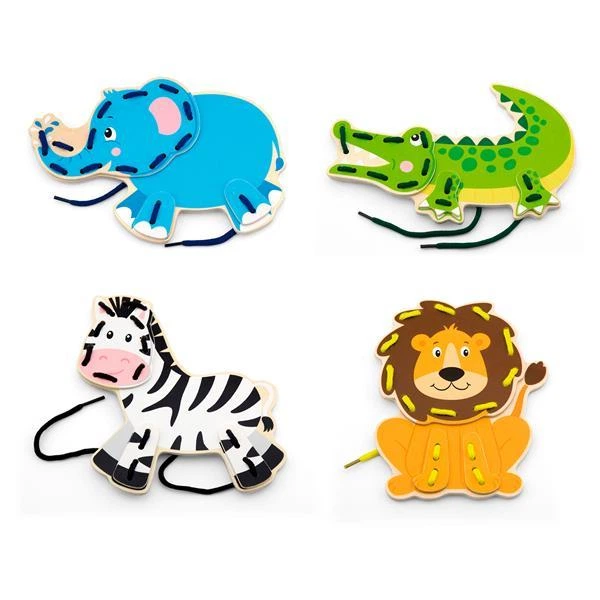 Деревянная шнуровка Viga Toys Африканские зверята (51326) - Фото 1 Деревянная шнуровка Viga Toys Африканские зверята (51326) - изображение 1