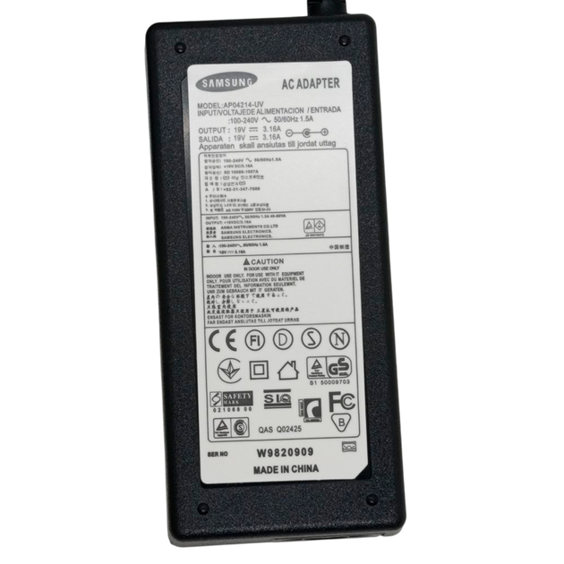 Блок живлення для ноутбука Samsung 19V 3.16A (5.5*3.0) з індикатором Black - Фото 8 Блок живлення для ноутбука Samsung 19V 3.16A (5.5*3.0) з індикатором Black - зображення 8