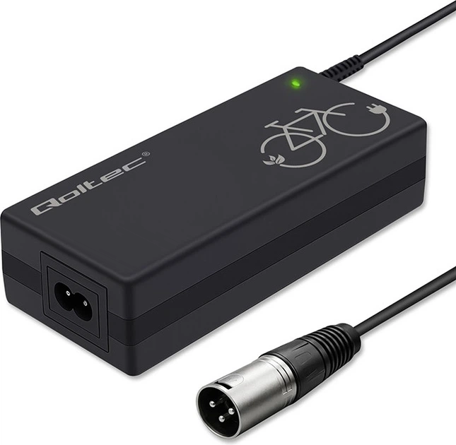 Зарядний пристрій для електровелосипеда Qoltec 36 В 42 В 2 A 3P XLR 18 мм (5901878526157) - зображення 2