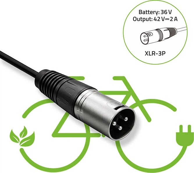 Зарядний пристрій для електровелосипеда Qoltec 36 В 42 В 2 A 3P XLR 18 мм (5901878526157) - зображення 5